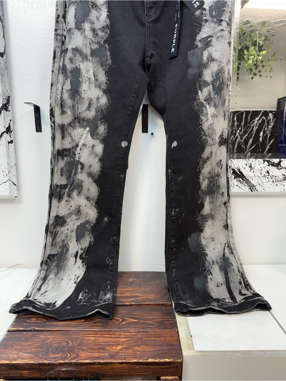 Purple Brand Jeans Men's Black & Gray Acid-Effect Bootcut Jeans - Picture 3 of 13